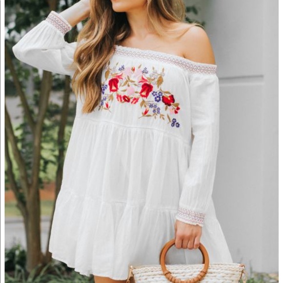 Free People Dresses & Skirts - Free people embroidered off the shoulder dress (S)